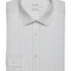 Calvin Klein Refined Cotton Stretch Supima Slim Fit Dress Shirt, Gray Stripe