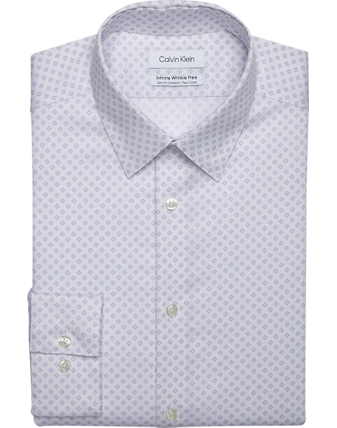 Calvin Klein Infinite Wrinkle Free Slim Fit Stretch Collar Dress Shirt, Iris Print