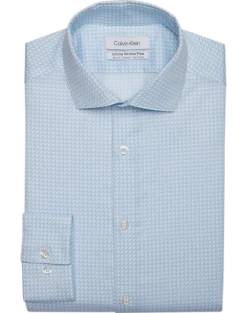 Calvin Klein Infinite Wrinkle Free Slim Fit Stretch Collar Dress Shirt, Blue Triangles
