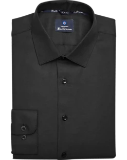 Ben Sherman Slim Fit Dobby Dress Shirt, Black Basketweave