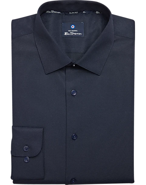 Ben Sherman Slim Fit Dobby Dress Shirt, Navy Teardrop