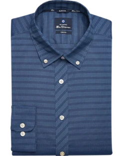 Ben Sherman Slim Fit Button-Down Collar Dress Shirt, Navy Plaid
