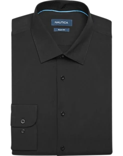 Nautica Slim Fit Four-Way Stretch Dress Shirt, Black