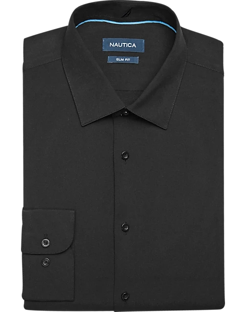 Nautica Slim Fit Four-Way Stretch Dress Shirt, Black