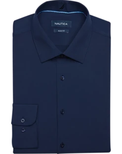 Nautica Slim Fit Four-Way Stretch Dress Shirt, Navy