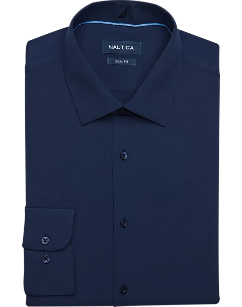 Nautica Slim Fit Four-Way Stretch Dress Shirt, Navy