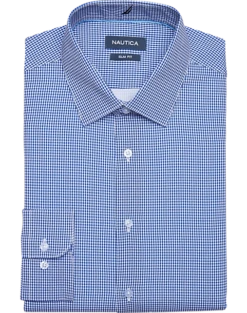 Nautica Slim Fit Four-Way Stretch Dress Shirt, Blue Check