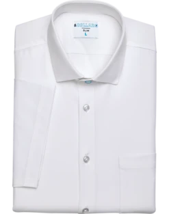 &Collar Pacific Slim Fit Stain-Resistant Short Sleeve Dress Shirt, White