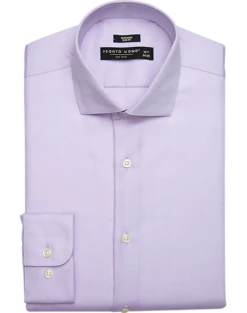 Pronto Uomo Slim Fit Spread Collar Dress Shirt, Lavender Herringbone