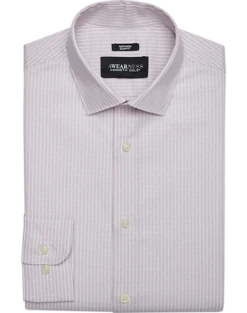 Awearness Kenneth Cole Slim Fit Spread Collar Dress Shirt, Burgundy Stripe