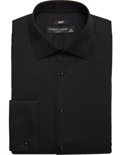 Pronto Uomo Slim Fit French Cuff Tuxedo Formal Shirt, Black