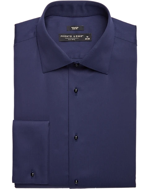 Pronto Uomo Slim Fit French Cuff Tuxedo Formal Shirt, Navy