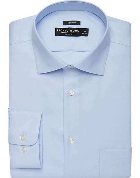 Pronto Uomo Modern Fit Queens Oxford Dress Shirt, Light Blue