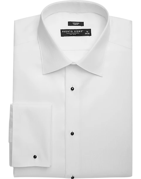 Pronto Uomo Slim Fit French Cuff Tuxedo Formal Shirt, White