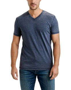 Lucky Brand Burnout Modern Fit V-Neck T-Shirt, Navy