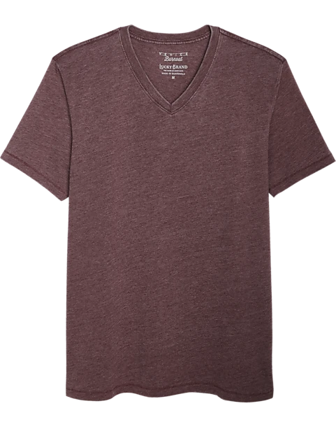 Lucky Brand Burnout Modern Fit V-Neck T-Shirt, Burgundy Burnout