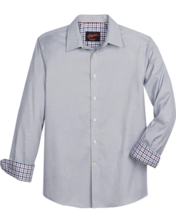 Egara Slim Fit Spread Collar Sport Shirt, Navy Houndstooth