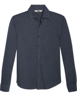 Joseph Abboud Modern Fit Spread Collar Shirt, Navy Blue Houndstooth