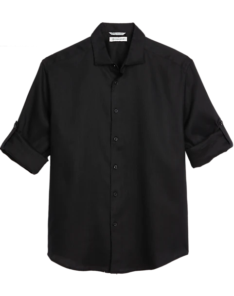 Cubavera Modern Fit Long Sleeve Linen-Blend Shirt, White - Image 2