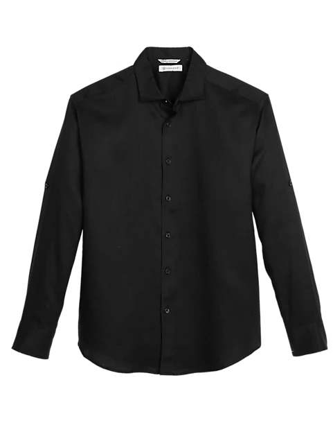 Cubavera Modern Fit Long Sleeve Linen-Blend Shirt, White