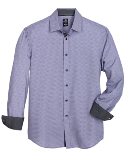 Michael Strahan Modern Fit Spread Collar Sport Shirt, Purple Link