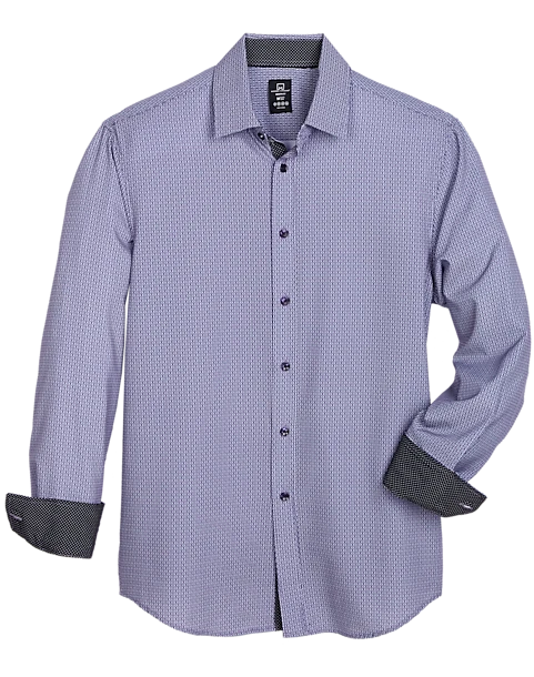 Michael Strahan Modern Fit Spread Collar Sport Shirt, Purple Link