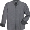 Michael Strahan Modern Fit Button-Down Collar Sport Shirt, Black Mini Check