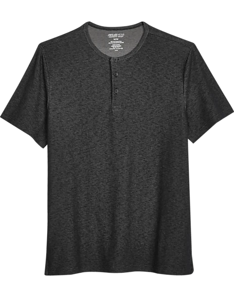 Awearness Kenneth Cole Modern Fit Short Sleeve Henley, Black