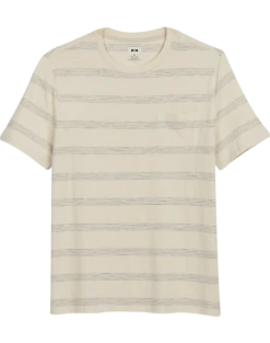 Joseph Abboud Modern Fit Short Sleeve Crew Neck T-Shirt, Cream Stripe