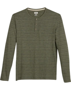 Joseph Abboud Modern Fit Henley, Olive Stripe