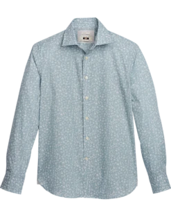 Joseph Abboud Modern Fit Sport Shirt, Teal Fossil Leaf