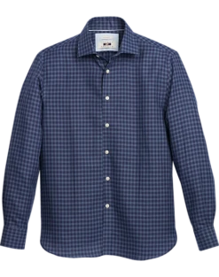 Joseph Abboud Modern Fit Linen Blend Shirt, Navy Gingham