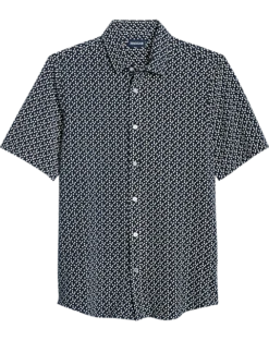 Haggar Modern Fit Short Sleeve Pique Sport Shirt, Dark Blue