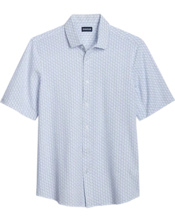 Haggar Modern Fit Short Sleeve Pique Sport Shirt, Light Blue