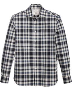 Joseph Abboud Modern Fit Slub Sport Shirt, Navy Plaid