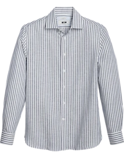 Joseph Abboud Modern Fit Sport Shirt, Navy Stripe