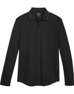 Michael Strahan Modern Fit Popcorn Knit Sport Shirt, Black