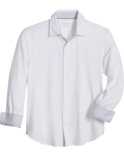 Con.Struct Four-Way Stretch Slim Fit Spread Collar Sport Shirt, White