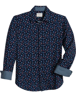 Con.Struct Slim Fit Spread Collar Sport Shirt Navy Floral
