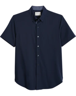 Con.Struct Slim Fit Short Sleeve Sport Shirt Navy