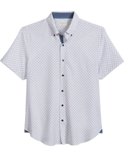 Con.Struct Slim Fit Short Sleeve Sport Shirt White & Black Paw Prints