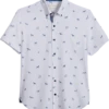 Con.Struct Slim Fit Short Sleeve Sport Shirt, White & Navy Dogs