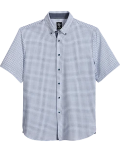 Michael Strahan Modern Fit Short Sleeve Sport Shirt, Square Dot White