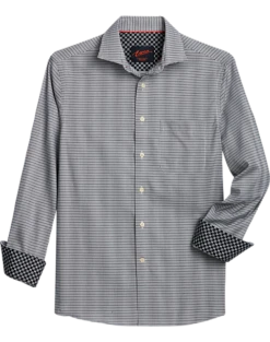 Egara Slim Fit Sport Shirt, Black Woven Check