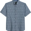 Michael Strahan Modern Fit 4-Way Stretch Short Sleeve Sport Shirt, Blue Liberty Floral