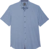 Michael Strahan Modern Fit 4-Way Stretch Short Sleeve Sport Shirt, Blue Cube Pattern