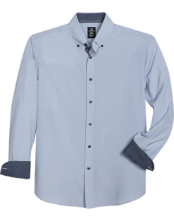 Michael Strahan Modern Fit Four-Way Stretch Sport Shirt, White Mini Diamond