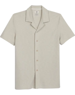 Joseph Abboud Modern Fit Short Sleeve Camp Shirt, Tan