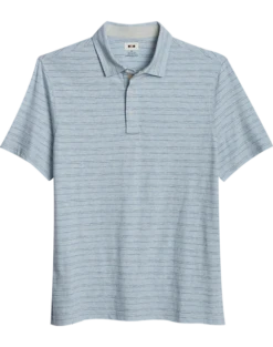 Joseph Abboud Modern Fit Short Sleeve Polo Shirt, Light Blue Stripe