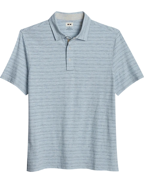 Joseph Abboud Modern Fit Short Sleeve Polo Shirt, Light Blue Stripe